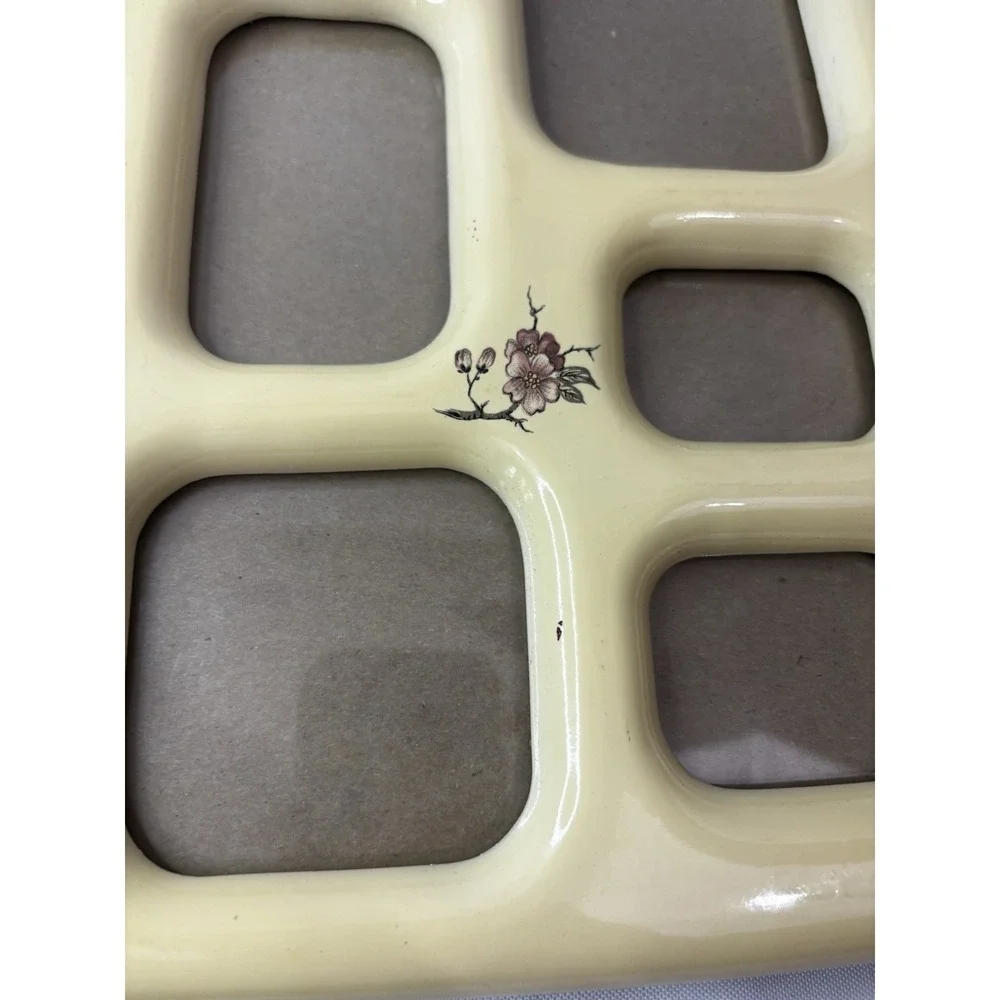 Vtg Ceramic 9 Pictures-  Photo Frame Cottage Granny Core 11.5